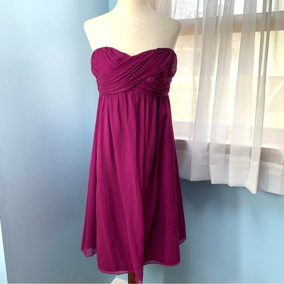 J. Crew Taryn Spiced Wine Silk Chiffon Strapless Dress - Picture 8 of 11